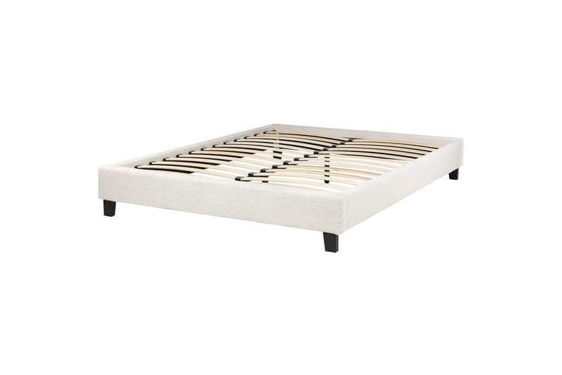 Dubbelsäng Roanne med lamellram Beige-Mörkt Trä, 140x200 cm, Bouclé - Beige-Mörkt Trä, 140x200 cm, Bouclé - Möbler - Säng - Ramsäng