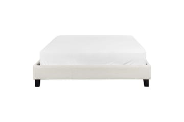 Dubbelsäng Roanne med lamellram Beige-Mörkt Trä, 140x200 cm, Polyester - Beige-Mörkt Trä, 140x200 cm, Polyester - Möbler - Säng - Ramsäng