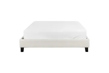 Dubbelsäng Roanne med lamellram Beige-Mörkt Trä, 140x200 cm, Polyester - Beige-Mörkt Trä, 140x200 cm, Polyester - Möbler - Säng - Sängram & sängstomme