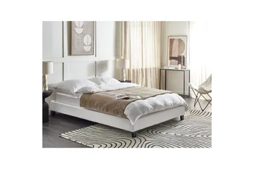 Dubbelsäng Roanne med lamellram Grå-Mörkt Trä, 140x200 cm, Polyester - Grå-Mörkt Trä, 140x200 cm, Polyester - Möbler - Säng - Ramsäng