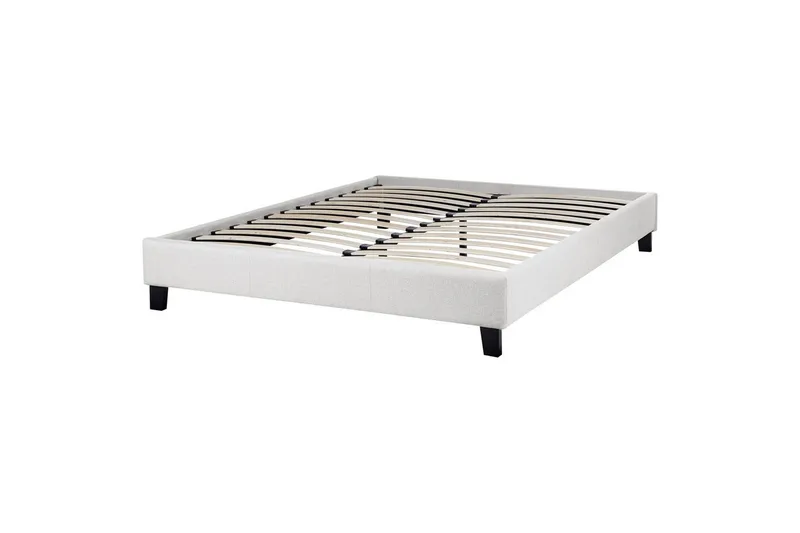 Dubbelsäng Roanne med lamellram Grå-Mörkt Trä, 140x200 cm, Polyester - Grå-Mörkt Trä, 140x200 cm, Polyester - Möbler - Säng - Ramsäng