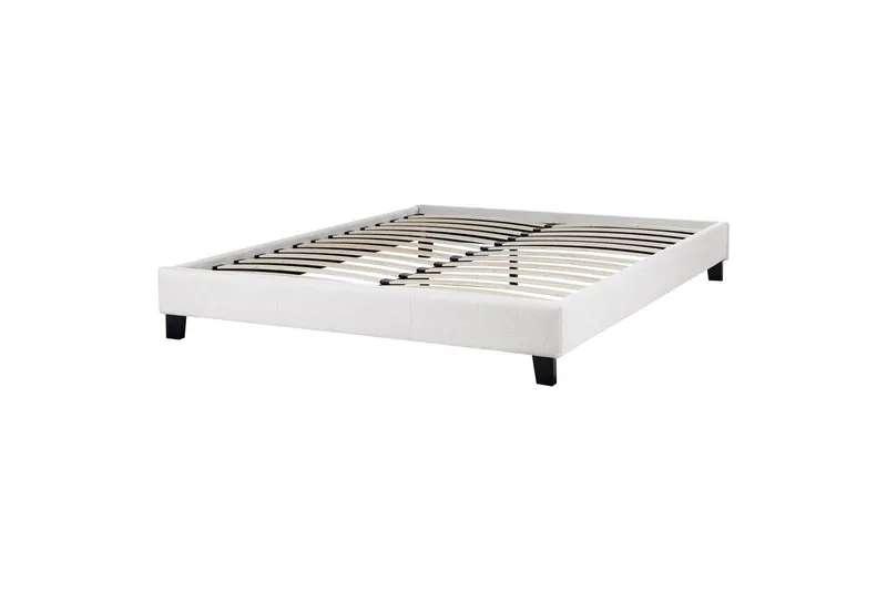 Dubbelsäng Roanne med lamellram Grå-Mörkt Trä, 160x200 cm, Polyester - Grå-Mörkt Trä, 160x200 cm, Polyester - Möbler - Säng - Ramsäng