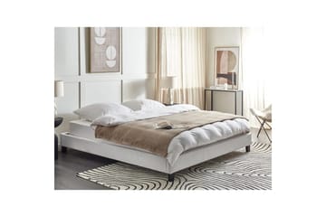 Dubbelsäng Roanne med lamellram Grå-Mörkt Trä, 180x200 cm, Polyester - Grå-Mörkt Trä, 180x200 cm, Polyester - Möbler - Säng - Ramsäng