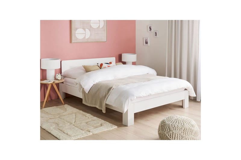 Dubbelsäng Royan med lamellram Vit, 140x200 cm - Vit, 140x200 cm - Möbler - Säng - Sängram & sängstomme