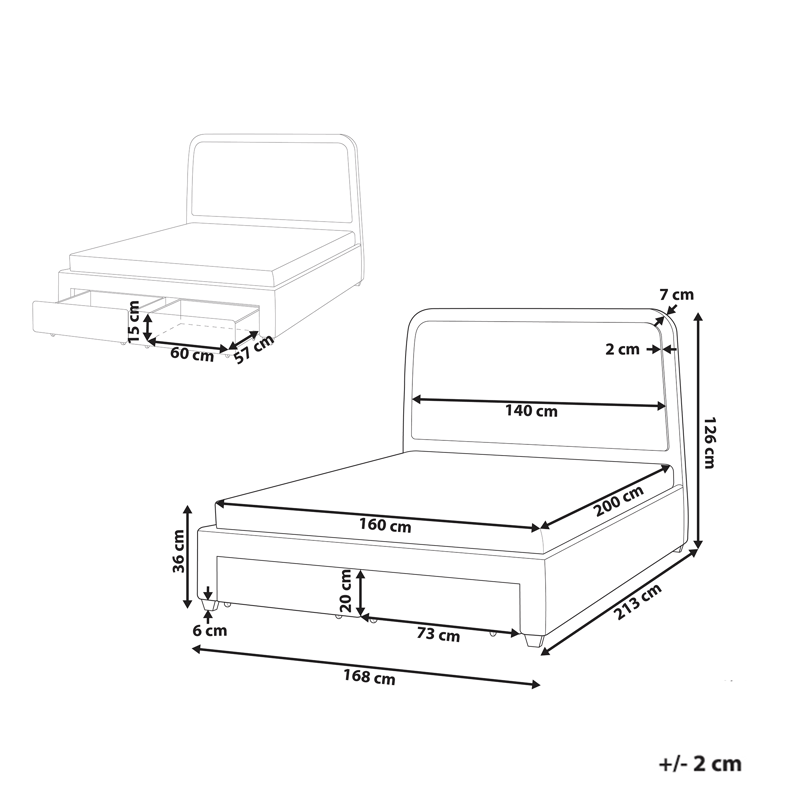 Dubbelsäng Sardent 160x200 - Off-white - Möbler - Säng - Säng med förvaring