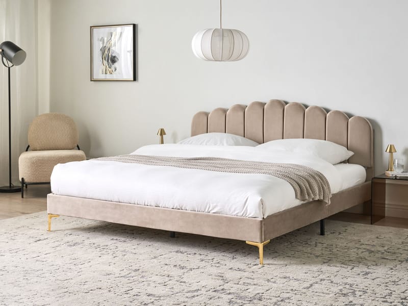 Dubbelsäng Sauvian 180x200 cm - Taupe - Möbler - Säng - Sängram & sängstomme