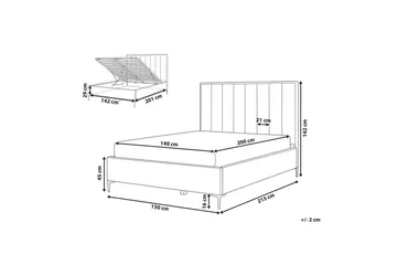 Dubbelsäng Sezanne med lamellram Vit-Svart, 140x200 cm - Vit-Svart, 140x200 cm - Möbler - Säng - Säng med förvaring