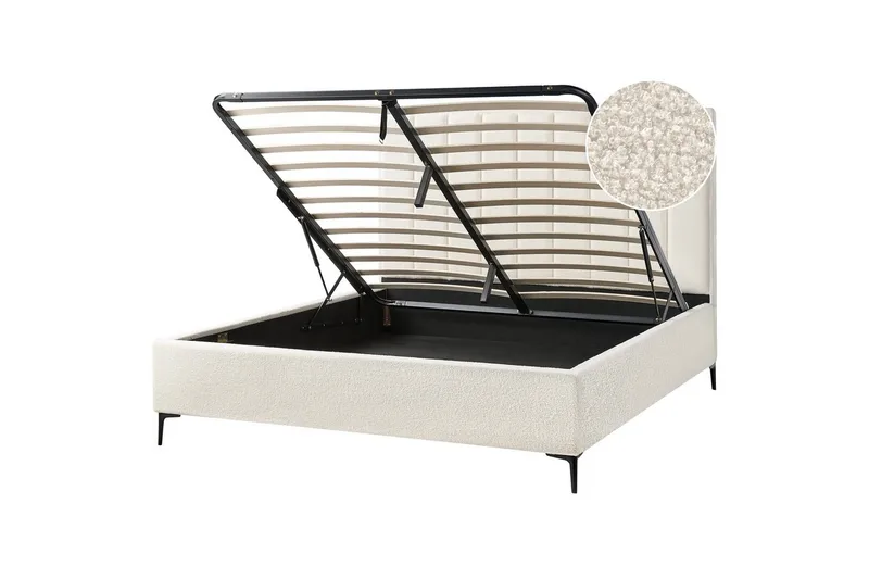 Dubbelsäng Sezanne med lamellram Vit-Svart, 180x200 cm, Vit-Svart, 180x200 cm