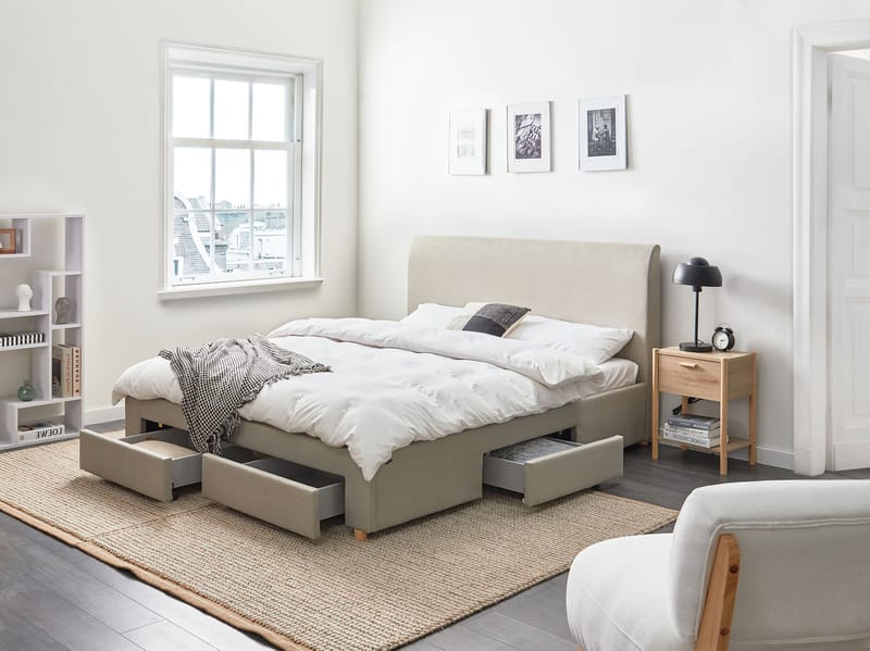 Dubbelsäng Soutrin 160x200 cm - Beige - Möbler - Säng - Säng med förvaring