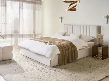 Dubbelsäng Tarascon 160x200 cm - Ljusbeige - Möbler - Säng - Säng med förvaring