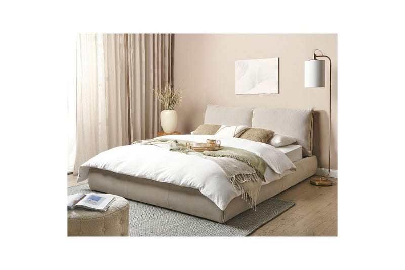 Dubbelsäng Vinay med lamellram Beige, 160x200 cm - Beige, 160x200 cm - Möbler - Säng - Ramsäng