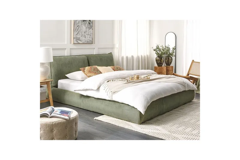 Dubbelsäng Vinay med lamellram Grön, 180x200 cm - Grön, 180x200 cm - Möbler - Säng - Ramsäng