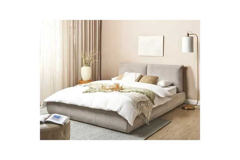 Dubbelsäng Vinay med lamellram Taupe, 160x200 cm - Taupe, 160x200 cm - Möbler - Säng - Ramsäng