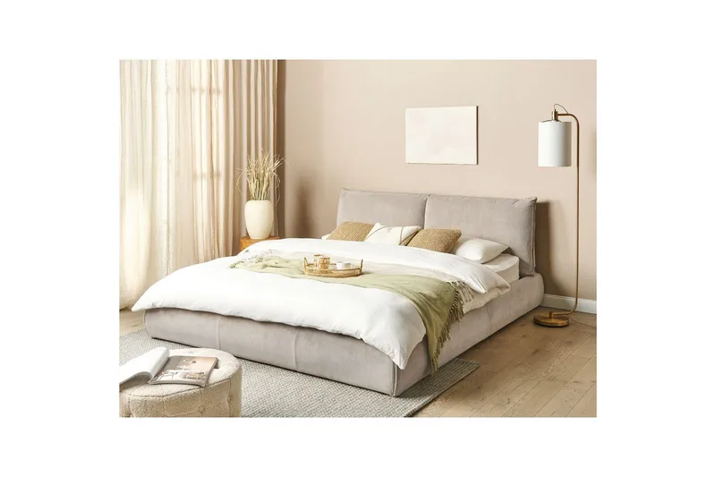 Dubbelsäng Vinay med lamellram Taupe, 180x200 cm - Taupe, 180x200 cm - Möbler - Säng - Ramsäng