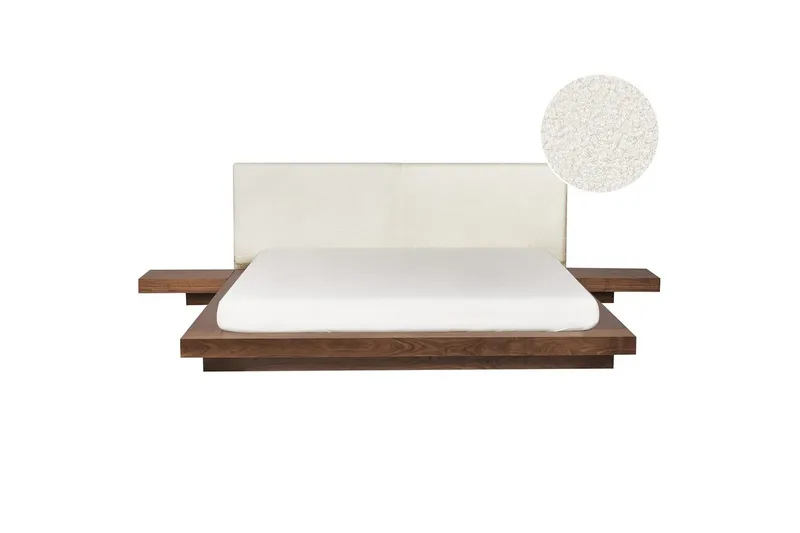 Dubbelsäng Zen med lamellram Brun-Vit, 180x200 cm, Brun-Vit, 180x200 cm