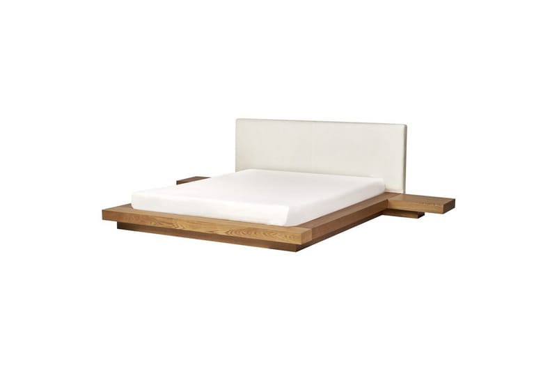Dubbelsäng Zen med lamellram Ljus Trä-Vit, 160x200 cm - Ljus Trä-Vit, 160x200 cm - Möbler - Säng - Sängram & sängstomme