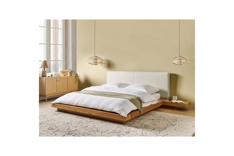 Dubbelsäng Zen med lamellram Ljus Trä-Vit, 160x200 cm - Ljus Trä-Vit, 160x200 cm - Möbler - Säng - Sängram & sängstomme