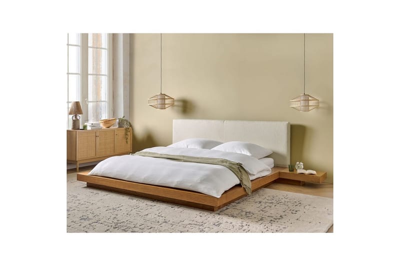 Dubbelsäng Zen med lamellram Ljus Trä-Vit, 180x200 cm - Ljus Trä-Vit, 180x200 cm - Möbler - Säng - Sängram & sängstomme