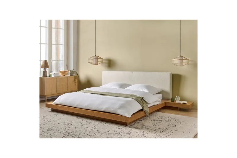 Dubbelsäng Zen med lamellram Ljus Trä-Vit, 180x200 cm - Ljus Trä-Vit, 180x200 cm - Möbler - Säng - Sängram & sängstomme