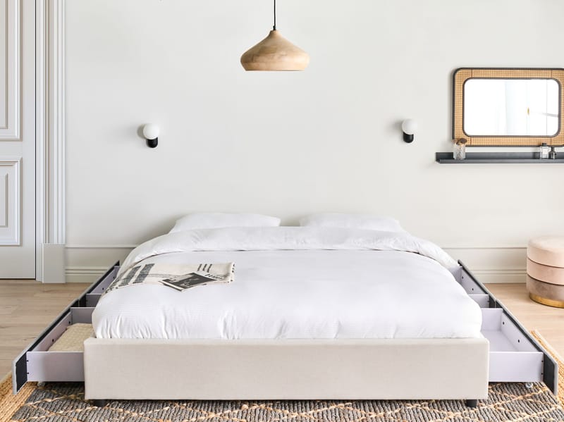 Dubbelsäng Prades 180x200 cm - Ljusbeige - Möbler - Säng - Säng med förvaring