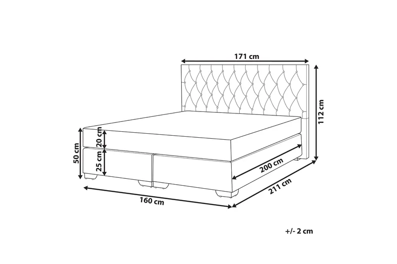 Dulcina Sängram 160x200 cm - Grå - Möbler - Säng - Kontinentalsäng