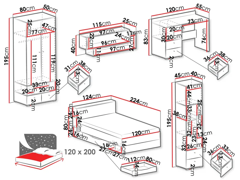 Edson Möbelset för Sovrum - Möbler - Säng - Möbelset för sovrum