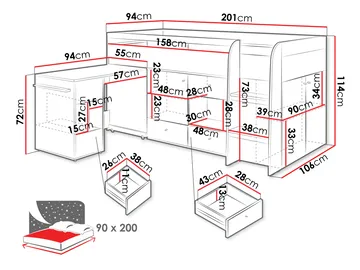 Edson Våningssäng 90x200 cm - Möbler - Säng - Sängram & sängstomme