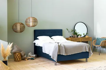 Ella Sängpaket 120x200 cm Knapp Gavel - Mörkblå/Sammet - Möbler - Säng - Kontinentalsäng