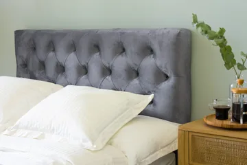 Ella Sängpaket 140x200 cm Djuphäftad Gavel - Ljusgrå/Sammet - Möbler - Säng - Kontinentalsäng