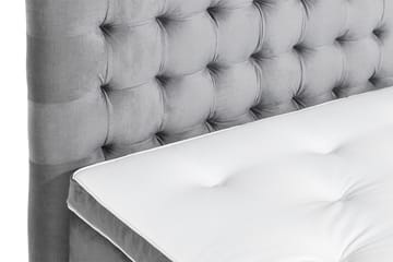 Ella Sängpaket 140x200 cm Rutig Gavel - Ljusgrå/Sammet - Möbler - Säng - Kontinentalsäng