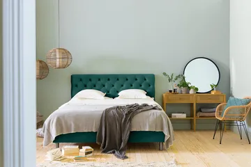 Ella Sängpaket 160x200 cm Djuphäftad Gavel - Mörkgrön/Sammet - Möbler - Säng - Kontinentalsäng