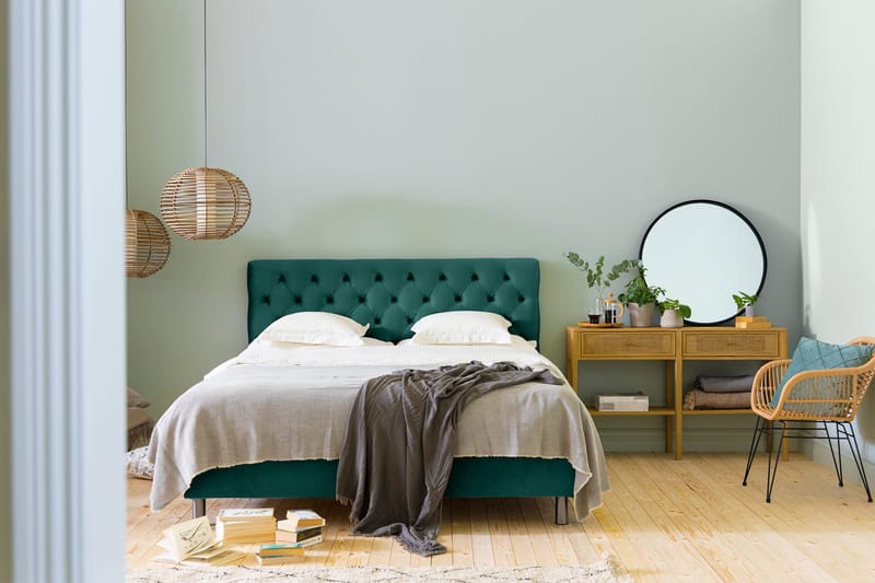 Ella Sängpaket 160x200 cm Djuphäftad Gavel - Mörkgrön/Sammet - Möbler - Säng - Kontinentalsäng