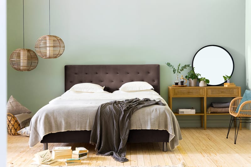 Ella Sängpaket 160x200 cm Knapp Gavel - Brun/Sammet - Möbler - Säng - Kontinentalsäng
