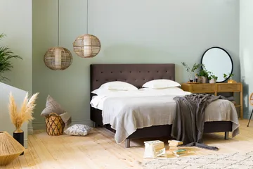 Ella Sängpaket 160x200 cm Knapp Gavel - Brun/Sammet - Möbler - Säng - Kontinentalsäng