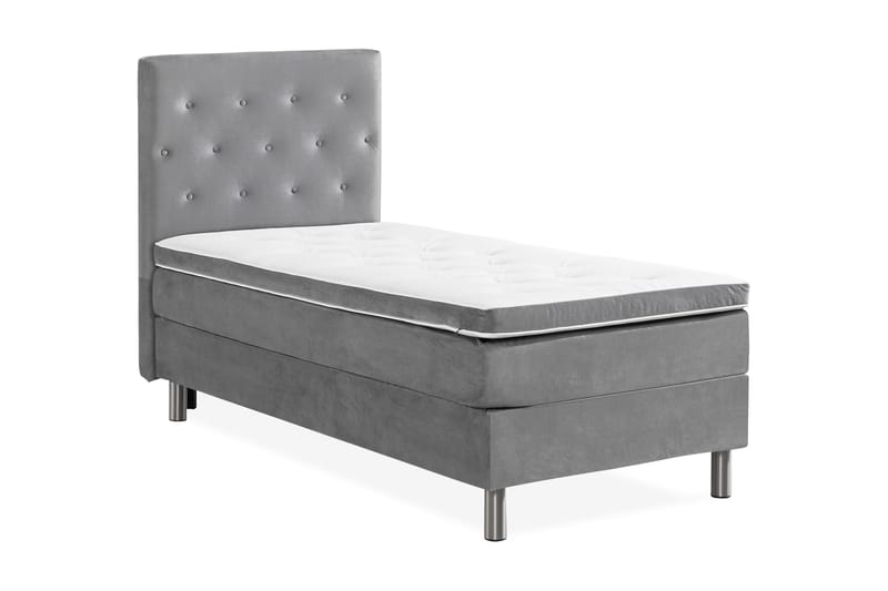 Ella Sängpaket 90x200 cm Knapp Gavel - Ljusgrå/Sammet - Möbler - Säng - Kontinentalsäng