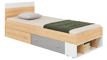 Elvaren Sängram med Förvaring 90x200 cm i Målat Trä med Sänggavel - Svart|Vit - Möbler - Säng - Säng med förvaring