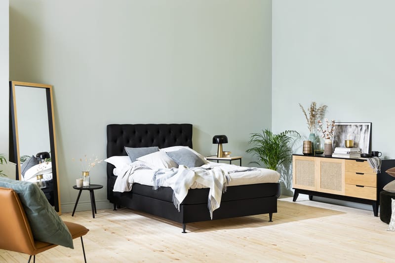 Ella Sängpaket 120x200 cm Djuphäftad Gavel - Svart - Möbler - Säng - Enkelsäng
