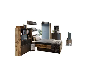 Evorana Möbelset För Sovrum - Brun/Mörkgrå - Möbler - Säng - Möbelset för sovrum