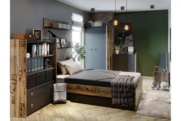 Evorana Möbelset För Sovrum - Brun/Mörkgrå - Möbler - Säng - Möbelset för sovrum