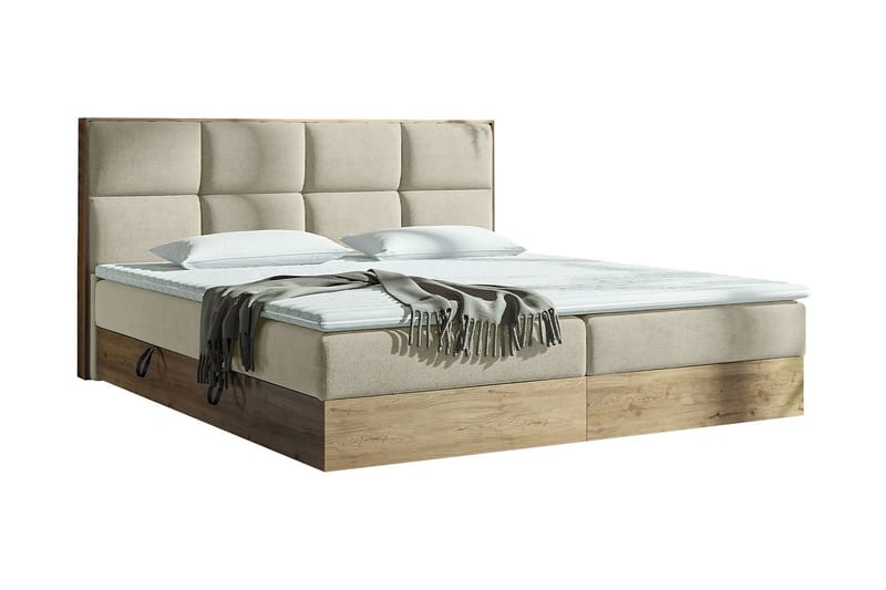 Förvaringssäng EUPHORIA 160x200 - Beige - Säng med förvaring - Komplett sängpaket