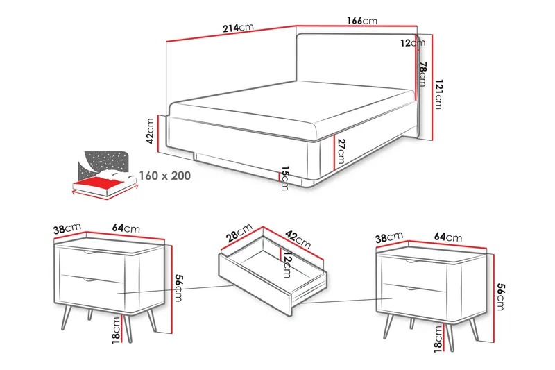 Forba Möbelset För Sovrum - Beige - Möbler - Säng - Möbelset för sovrum