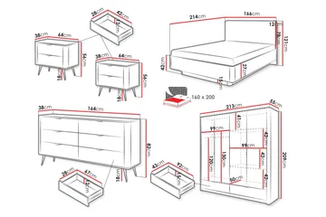 Forba Möbelset För Sovrum - Beige - Möbler - Säng - Möbelset för sovrum