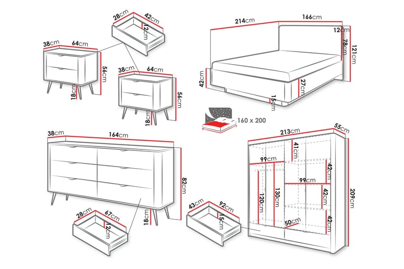 Forba Möbelset För Sovrum - Beige - Möbler - Säng - Möbelset för sovrum