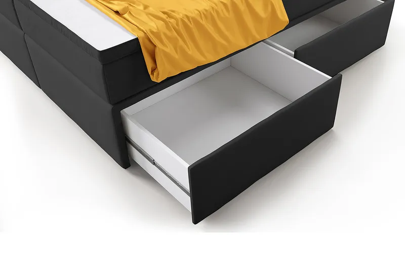 Franco Komplett Sängpaket med förvaring LED-belysning 180x200 cm - Grå / Sammet - Möbler - Säng - Kontinentalsäng