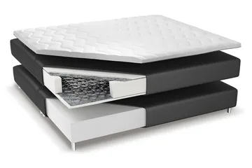 Franco Komplett Sängpaket med förvaring LED-belysning 180x200 cm - Grå / Sammet - Möbler - Säng - Kontinentalsäng