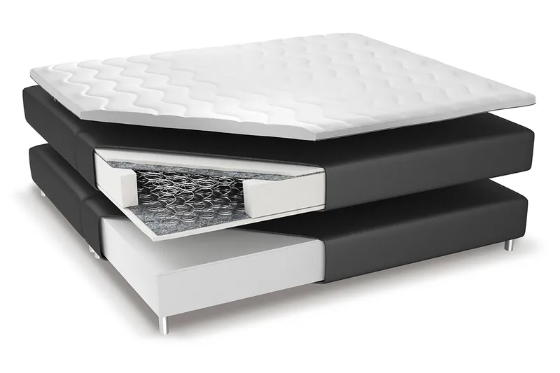 Franco Komplett Sängpaket med förvaring LED-belysning 180x200 cm - Grå / Sammet - Möbler - Säng - Kontinentalsäng