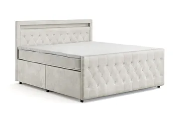 Franco light Komplett Sängpaket med förvaring LED-belysning 180x200 cm - Beige - Möbler - Säng - Kontinentalsäng