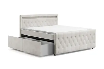 Franco light Komplett Sängpaket med förvaring LED-belysning 180x200 cm - Beige - Möbler - Säng - Kontinentalsäng