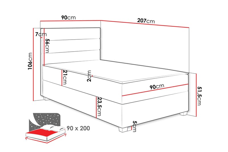 Frodsham Sängpaket Förvaringssäng 90x200 cm - Möbler - Säng - Kontinentalsäng