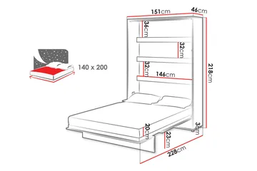 Rauk Fällbar Bäddbar Sängskåp 151x228 cm - Vit - Möbler - Säng - Gästsäng & extrasäng - Sängskåp